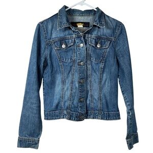 TODD OLDHAM Denim Trucker Jean Jacket Womens Sz M Blue 90s Y2K Vintage Classic